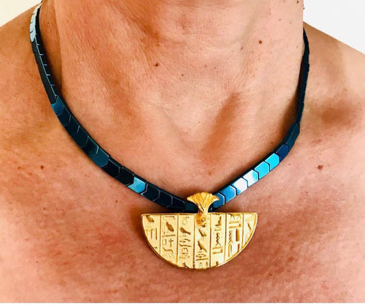 Pharaoh necklace in gold plating - handmade jewelry by Authentica